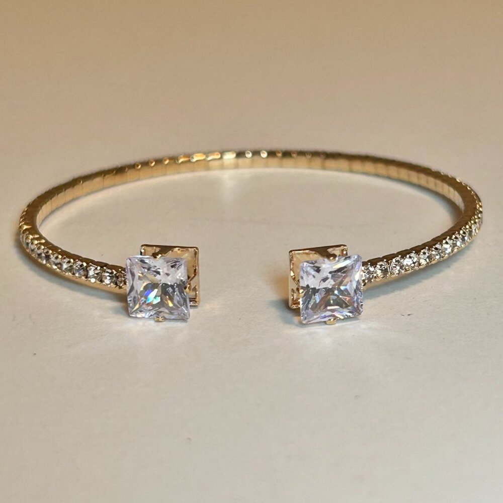 Gold Toned Rhinestone Flexible Cuff (NWOT)